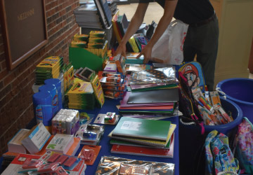 Image of school supplies collected